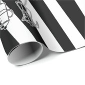 ブラック＆ホワイトの3つのコーヒーメーカー ストライプ コーヒー ラッピングペーパー (ロールコーナー)