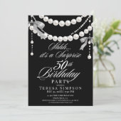 ブラック&ホワイトの50歳の誕生日サプライズ 招待状 (スタンド正面)