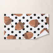 ブラック&ホワイトアコーンボタニカル水玉模様秋デコール バスタオルセット (ハンドタオル)