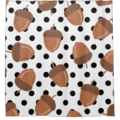 ブラック&ホワイトアコーンボタニカル水玉模様秋 シャワーカーテン (正面)