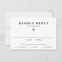 ブラック&ホワイトアネモネフラワーアイボリーフローラ結婚ズ 出欠カード