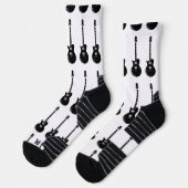 ブラック&ホワイトアポップ・アートのートエレキギター ソックス (左)