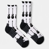 ブラック&ホワイトアポップ・アートのートエレキギター ソックス (右)