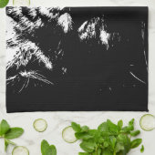 ブラック&ホワイトアポップ・アートのートタイガー キッチンタオル (折り畳み)