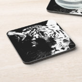 ブラック&ホワイトアポップ・アートのートタイガー コースター (左側)