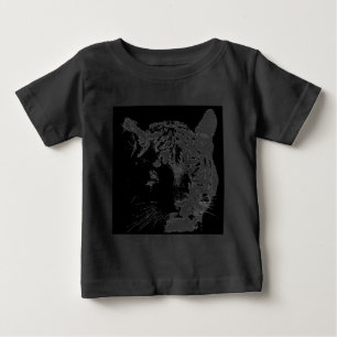 ブラック&ホワイトアポップ・アートのートタイガー ベビーTシャツ