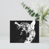 ブラック&ホワイトアポップ・アートのートタイガー ポストカード (スタンド正面)