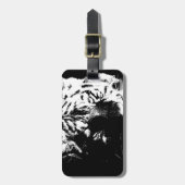 ブラック&ホワイトアポップ・アートのートタイガー ラゲッジタグ (正面縦)