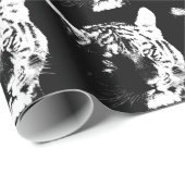 ブラック&ホワイトアポップ・アートのートタイガー ラッピングペーパー (ロールコーナー)