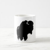 ブラック&ホワイトアポップ・アートのートバイソンバッファロー コーヒーマグカップ (中央)