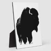 ブラック&ホワイトアポップ・アートのートバイソンバッファロー フォトプラーク (側面)