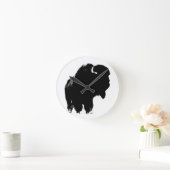 ブラック&ホワイトアポップ・アートのートバイソンバッファロー ラウンド壁時計 (ホーム)