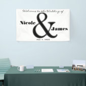 ブラック&ホワイトアンパサンドパーソナライズされたシック結婚ズ 横断幕 (トレードショー)