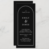 ブラック&ホワイトアーチミニマリストロング結婚ズ 招待状 (正面/裏面)