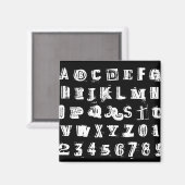 ブラック&ホワイトアーバングラフィティフォントABC & 123 マグネット (正面/裏面)