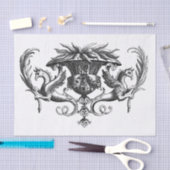 ブラック&ホワイトアールデコドラゴンデコパージュ 薄葉紙 (クラフト)