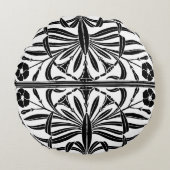 ブラック&ホワイトアールヌーボー丸ピロー ラウンドクッション (正面)