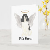 ブラック&ホワイトイングリッシュスリンガースパニエル犬悔やみや弔慰 カード (黄色い花)