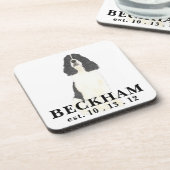 ブラック&ホワイトイングリッシュスリンガースパニエル犬 コースター (左側)