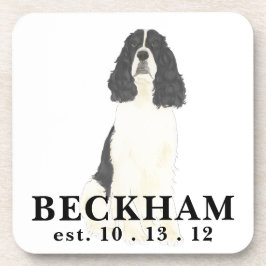 ブラック&ホワイトイングリッシュスリンガースパニエル犬 コースター