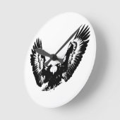 ブラック&ホワイトイーグル ラウンド壁時計 (傾斜)