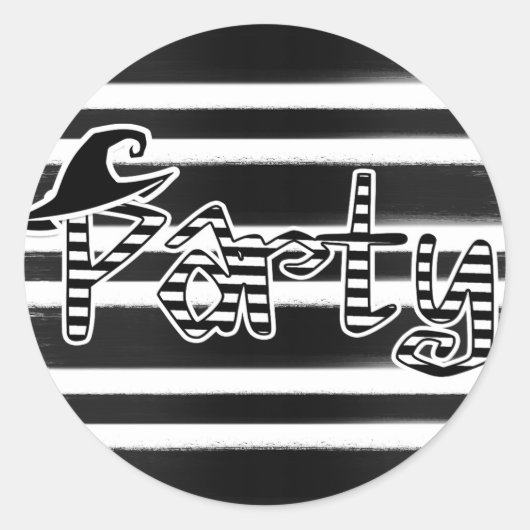 ブラック&ホワイトウィッチハローウィンパーティ ラウンドシール (正面)