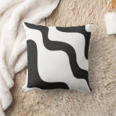 ブラック&ホワイトウェーブ抽象芸術モダンアートシック クッション (ブランケット)