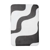 ブラック&ホワイトウェーブ抽象芸術モダンアートシック バスマット (正面縦)