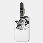 ブラック&ホワイトウルフバッグラベル ラゲッジタグ (正面縦)
