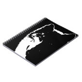 ブラック&ホワイトウルフポートレートアットナイトノートブック ノートブック (左側)