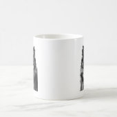 ブラック&ホワイトウルフポートレート コーヒーマグカップ (中央)