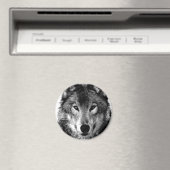 ブラック&ホワイトウルフポートレート マグネット (インサイチュ (食洗機))