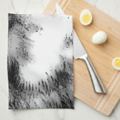 ブラック&ホワイトウルフ キッチンタオル (四つ折り)