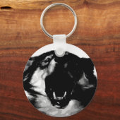ブラック&ホワイトウルフ キーホルダー (正面)
