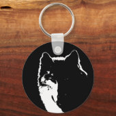 ブラック&ホワイトウルフ キーホルダー (正面)