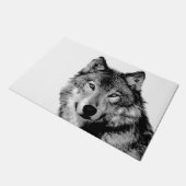 ブラック&ホワイトウルフ ドアマット (アングル)