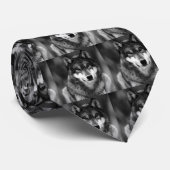 ブラック&ホワイトウルフ ネクタイ (ロール)