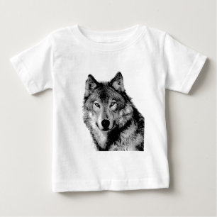 ブラック&ホワイトウルフ ベビーTシャツ