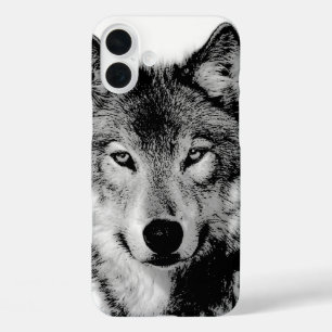 ブラック&ホワイトウルフ iPhone 16 PLUSケース