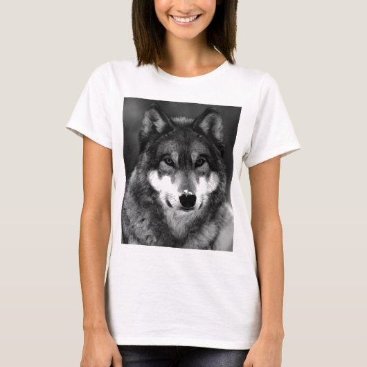 ブラック&ホワイトウルフ Tシャツ (正面)