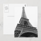 ブラック&ホワイトエッフェルタワーパリシティ ポストカード (正面/裏面)