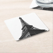 ブラック&ホワイトエッフェルタワーパリヨーロッパトラベル スクエアペーパーコースター (アングル)