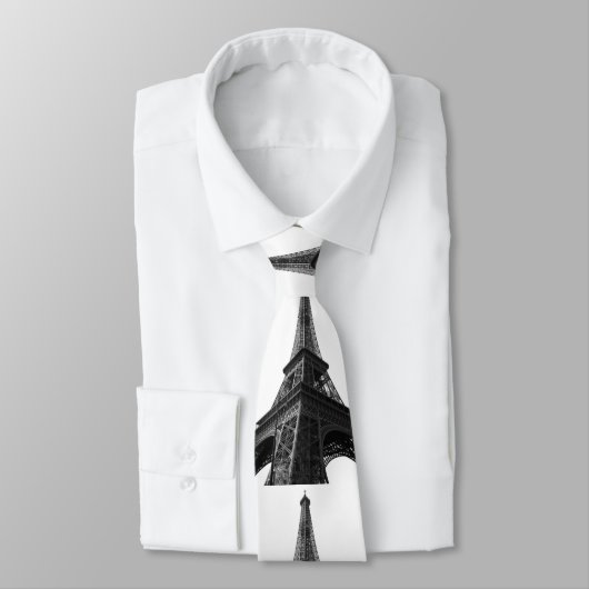 ブラック&ホワイトエッフェルタワーパリヨーロッパトラベル ネクタイ (タイ)
