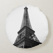 ブラック&ホワイトエッフェルタワーパリヨーロッパトラベル ラウンドクッション (裏面)