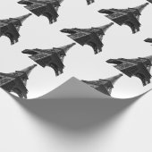 ブラック&ホワイトエッフェルタワーパリヨーロッパトラベル ラッピングペーパー (角)