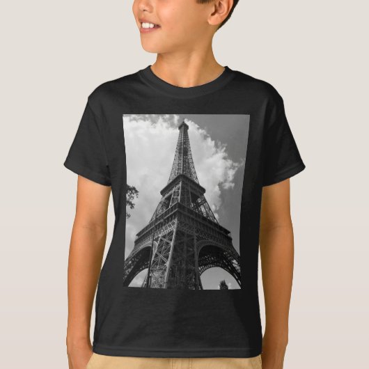 ブラック&ホワイトエッフェルタワーinパリ tシャツ (正面)