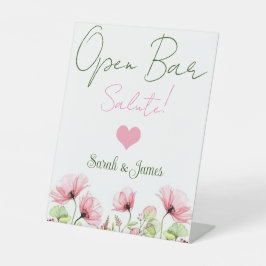 ブラック&ホワイトエレガントなウェディングオープンバー番号 台座サイン