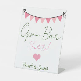 ブラック&ホワイトエレガントなウェディングオープンバー番号 台座サイン