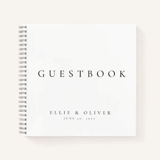 ブラック&ホワイトエレガントなウェディングゲストブック ノートブック (正面)
