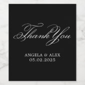 ブラック&ホワイトエレガントクラシック結婚の感謝 ワインラベル (シングルラベル)